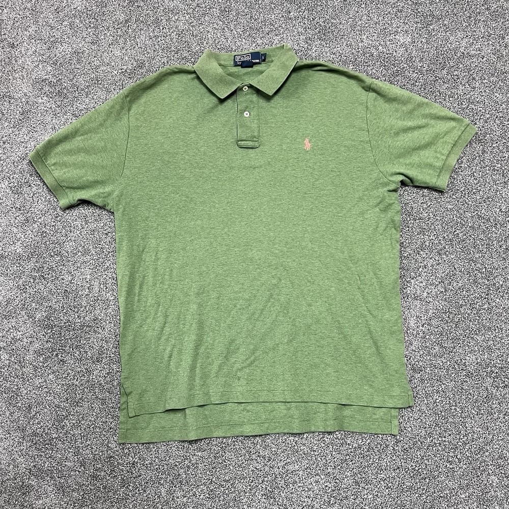 Polo Ralph Lauren Polo Shirt Mens L Green Pink Pony Short Sleeve Classic Fit